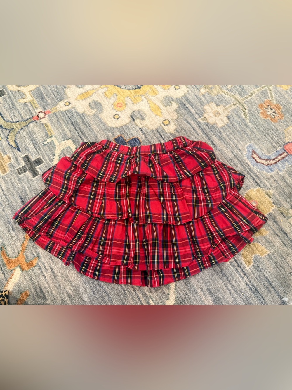 J.Crew Crewcuts girls' tartan tiered ruffle skirt in red size 8